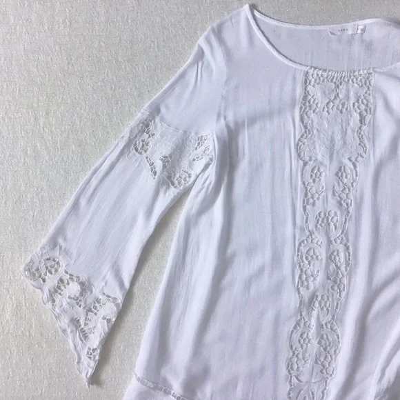 Lush Swim Cover Up Woman’s Size Medium Floral Pattern Cutouts Bell Sleeves - Picture 10 of 14